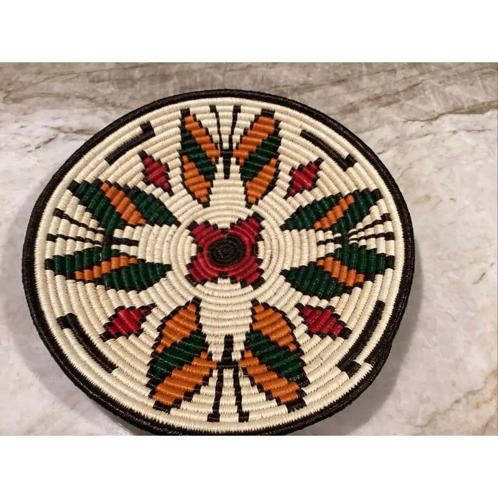 Hand Woven Tray Coil Basket Tray Butterfly 10” Wounaan Embera Tribe Native